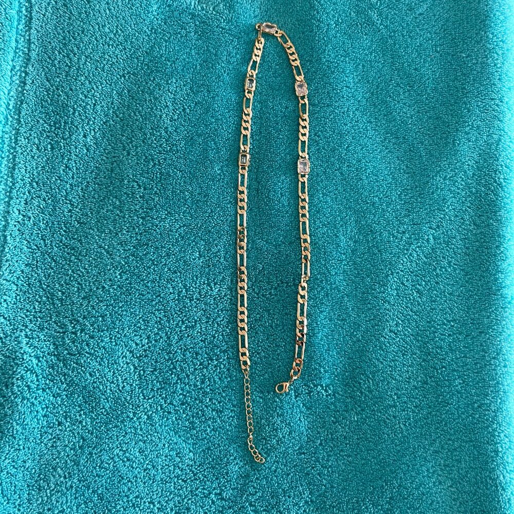 NWOT Chunky Thick Chain Clasp Necklace with stones - Picture 6 of 7